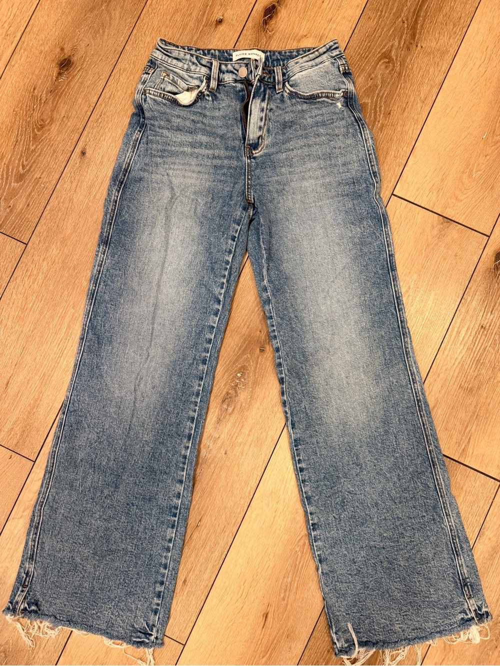 Flying Monkey Wide-Leg High-Rise Jeans - Light Blue Denim